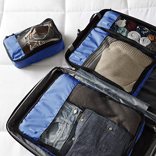 Amazon Basics 4 Piece Packing Travel Organizer Cubes Set, Small, Medium