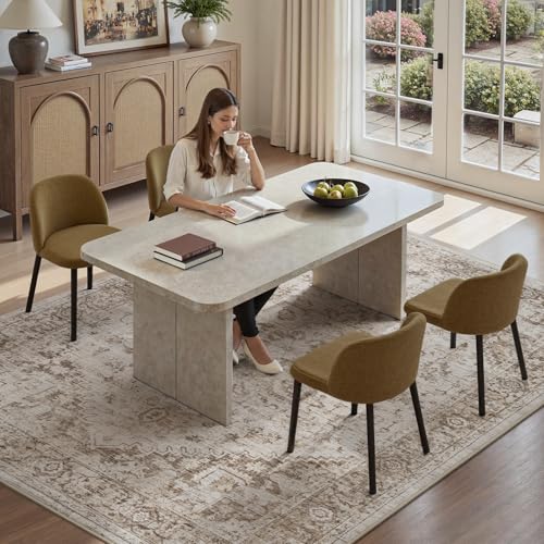PADOOR 5×7 Area Rug for Living Room, Machine Washable Soft Large Bedroom Rug, Non-Slip Durable Low Pile Vintage Rug, Easy Clean Indoor Carpet for Hall, Kitchen, Dorm, Nursery, Office in Beige
