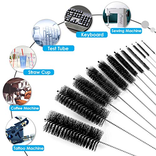 9.8 Inches Nylon Tube Brush Set, Nylon Bottle Cleaning Brush Set, 12