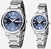 EYKI 8598 Couple Watches Quartz Waterproof Wristwatches for Lovers Pair in Package Blue Dial and Stainless Steel Band