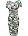 Hotouch Women Floral Bodycon Dress Short Sleeve Party Mini Cocktail Stretchy Pencil Dress Green S