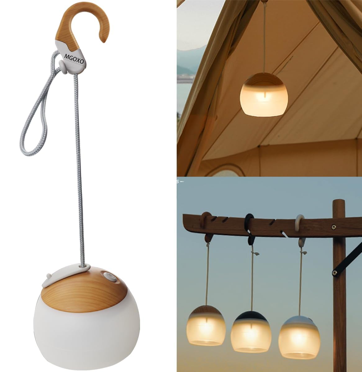 MGOXO ランタン LEDランタン 3色切替 電球色 3600mAh USB 充電式テントライト 小型 寒色/暖色を長押しして切り替えます き アウトドア携帯キャンプ用品/応急 防災 停電用 キャンプランタン (1個)商品画像