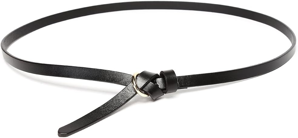 Women cow Leather Dress Belt Adjustable Thin Skinny Belts for Pants Summer