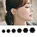 6 Pairs Stud Earrings Set, HOVEOX Brilliant Cut Round Clear Cubic Zirconia Inlaid Simulated Diamond Rhinestone Hypoallergenic Pierced Jewelry CZ Studs 0.1-0.3 inch for Unisex Teens (Black)