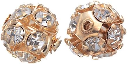 8mm 50pcs/Lot Clay Pave Disco Ball for Rhinestone Crystal Shamballa Bracelet Round Beads (KC Gold)