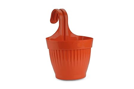 Gardens Need 100% Virgin Plastic Dzire Pot-07 Hanging Planter| Set of 5 Planter, (11.5cm x 18cm x 26.5cm, Orange)