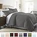 Beckham Hotel Collection Luxury Soft Brushed 1800 Series Microfiber Duvet Cover Set with Zipper Closure - Full-Queen, Slate Gray