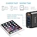 Lumsing Quick Charge 2.0 40W Multi-Port USB Desktop Charging Station Dock with Smart IC Technology, 1 Port QC2.0 + 4 Port with Smart IC Technology, 5 Port USB Desktop Charger for SmartPhones Black