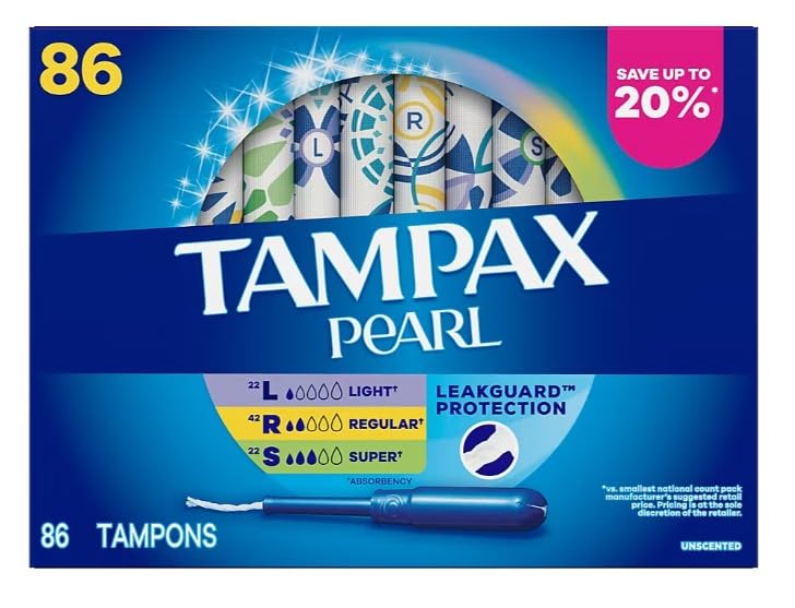 Photo 1 of **2 pack**Tampax Pearl Tampons Multipack, with LeakGuard Braid, Light/Regular/Super Absorbency, Unscented, 86 ct.