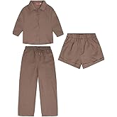 YUSHE 3 Piece Set For Women Half Sleeve Shirt Short Pant Collar Neck Daily Sleep Wear Fashion Formal 2025 Summer Outfit Linen