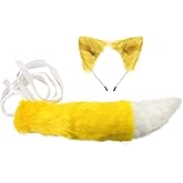 QinRuan Faux Fur Fox Cheshire Cat Ears and Tail Costume Party Props Anime Dress Up Set