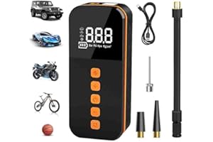 HFLYJPYW Tire Inflator cordless Portable Air Compressor, Electric Air Pump for Car Tires, 150 PSI Tire Pump with Digital emergency LED lights Pressure Gauge for Car, Motor, Bike, Ball