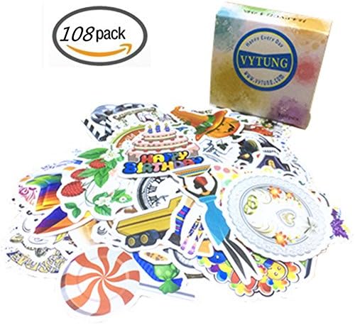 Laptop Stickers 108 pcs-Sticker Vinyl Decal for Car Bumper Motorcycle Bicycle Luggage Skateboard Phone Bike Kids DIY(No Random)