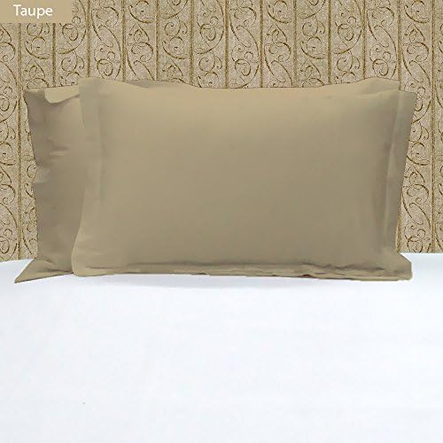 100% Egyptian Cotton 450 Thread Count 2 Pc Pillow Shams Solid Pattern All Size &amp; Colors ( Standard , Taupe)