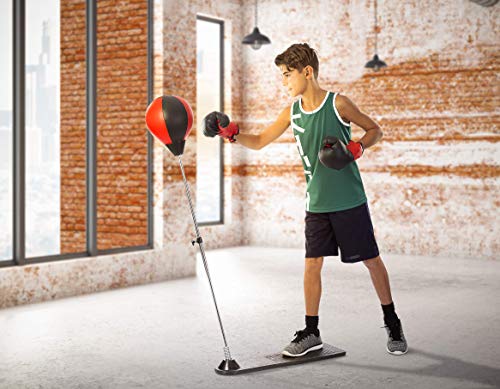 Punching Ball with Stand and Gloves - Height Adjustable - Great Exercise & Fun Activity for Kids by TechTools (Certified Refurbished)