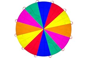 AMYESE 6.5ft/10ft/12ft/13ft/16.4ft/20ft Rainbow Parachute for Outdoor Party Games, Kids Play Parachute Group Cooperative Team Game Toys, Family Get-Together Entertainment