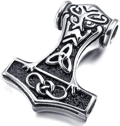 Men's Stainless Steel Pendant Necklace Silver Tone Irish Celtic Knot Triquetra Amulet -with 23 Inch Chain