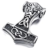 INBLUE Men's Stainless Steel Pendant Necklace Silver Tone Irish Celtic Knot Triquetra Amulet -With 23 Inch Chain