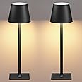 Fizrice Cordless Table Lamp Rechargeable Lamps: 6000mAh Battery Operated Table Lamp Outdoor Waterproof, Touch Control, Portable Wireless Desk Lamp for Dinner/Bedroom/Restaurant(Black 2 Pack)