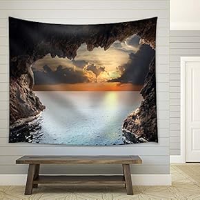 Inside View of Grotto in Coast - Fabric Tapestry, Home Decor - 51x60 inches