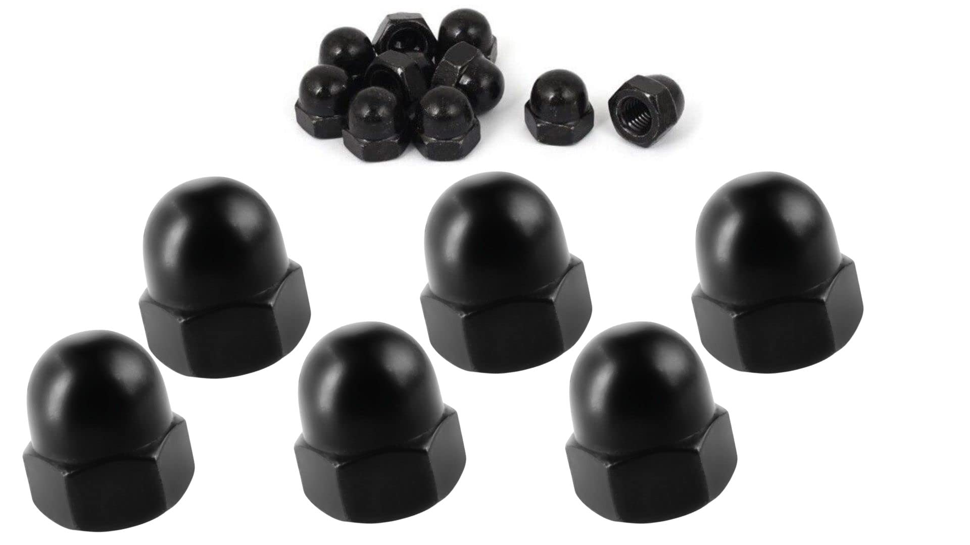 Black Stainless Steel Cap Nut M3 M4 M5 M6 M8 M10 Hex Acorn Dome Head Nuts for Screws Bolts - Pack of 6 (M8)