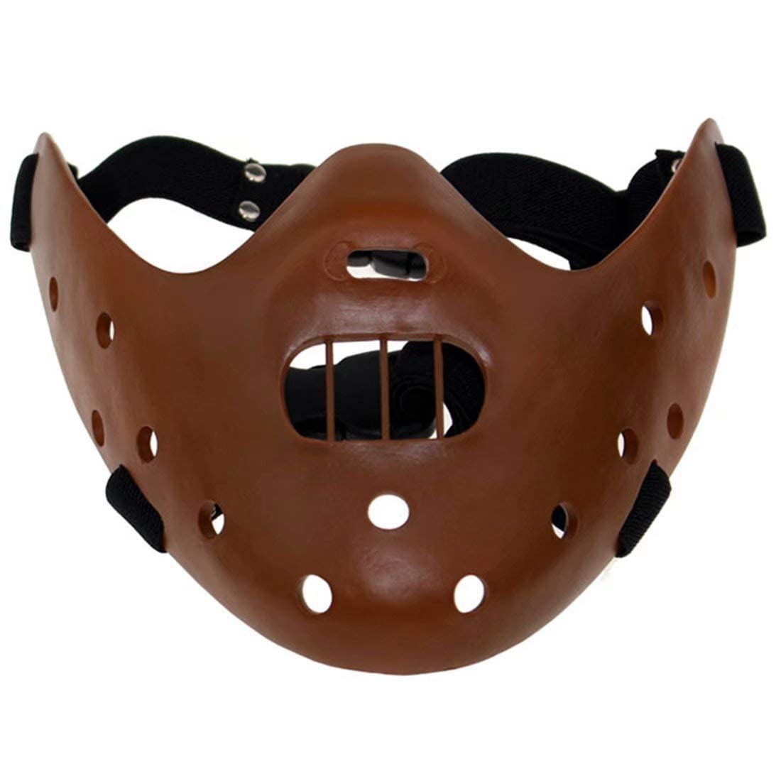 Photo 1 of CAFELE Horror The Silence Of The Lambs Hannibal Lecter Scary Resin Masks Masquerade Halloween Cosplay Dancing Party Props (Brown)