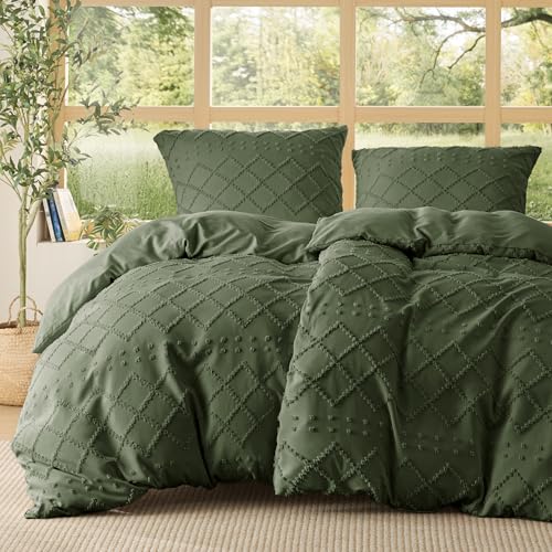 BEDSURE Olivengrün Boho Bettwäsche 4tlg - 135x200 cm