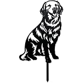 WADORN Adorable Golden Retriever Metal Decorative Garden Stakes, Black Iron Outdoor Sculpture, Freestanding, Durable, Waterproof