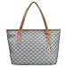 Micom Casual Signature Printing Pu Leather Tote Shoulder Handbag with Metal Decoration for Women (Blue)