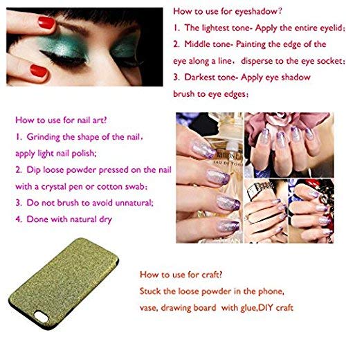 TOPBeauty 24Pcs Loose Glitter Eyeshadow Face Body Painting Paint Craft Nail Art,Makeup Phone Nail Art Pigment Glitter Powder, Mixed Colors Shimmer Mineral Eye Shadow Dust Powder Makeup Party Cosmetic Set