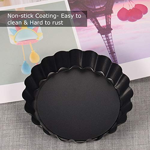 Meichu Mini Tart Pan with Removable Bottom, Nonstick Quiche Pan, 4 Inch Quiche Pan Set of 6 (4 Inch) - Thumbnail 4