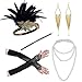 1920s Accessories Headband Necklace Gloves Cigarette Holder Flapper Costume Accessories Set for Women(ba)