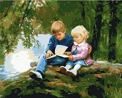 [ New Release ] Diy Oil Painting by Numbers, Paint by Number Kits - Reading 16*20 inches - Digital Oil Painting Canvas Wall Art Artwork Landscape Paintings for Home Living Room Office White Christmas Decor Decorations Gifts - Diy Paint by Numbers Diy Canvas Kit for Adults Advanced Children Seniors Junior - New Arrival