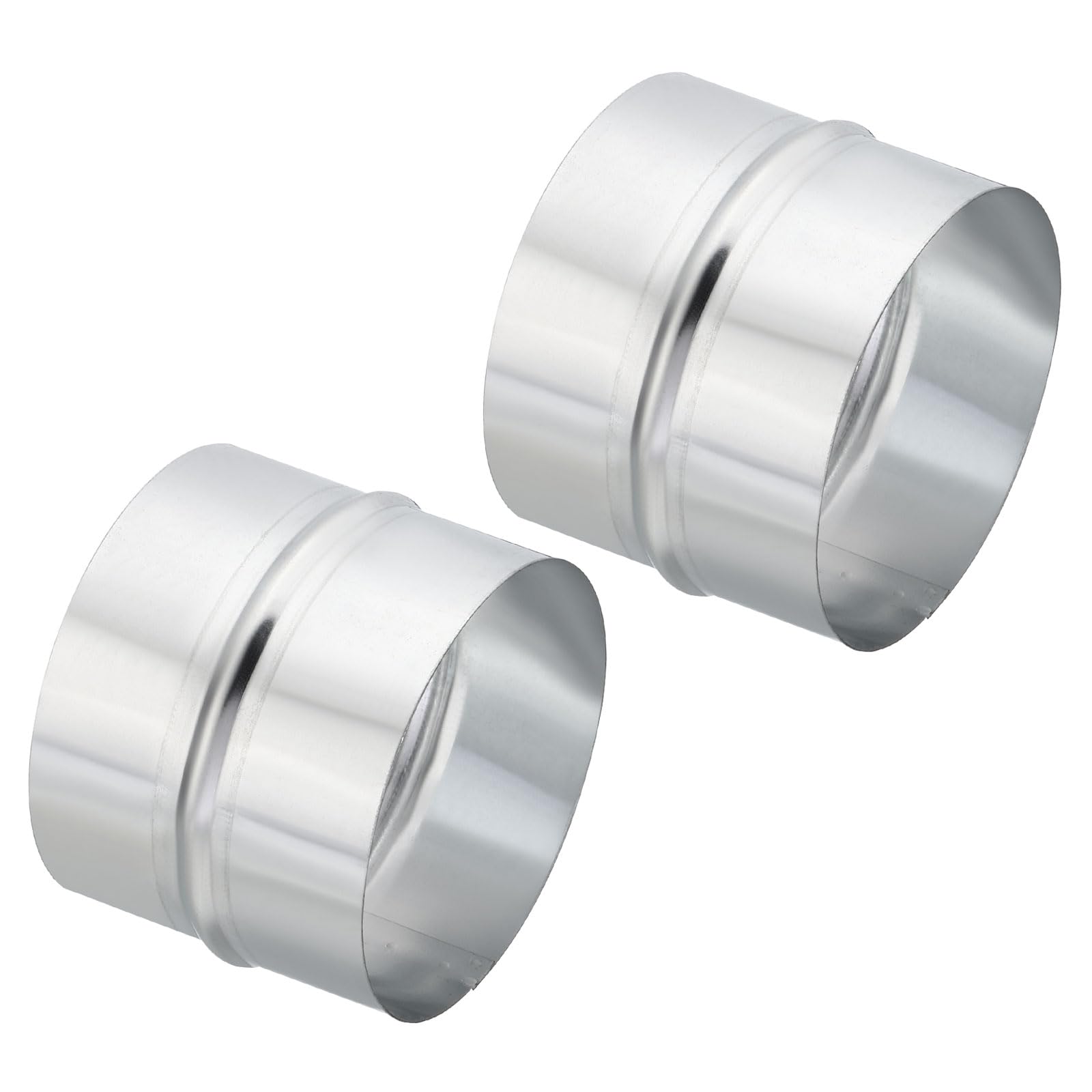 PATIKIL 5" Duct Connector, 2 Pcs Galvanized Steel Duct Coupling Vent Coupler Dryer Pipe Coupling Hose Extension Connector for HVAC Exhaust Fan Vent Systems, 4" Long