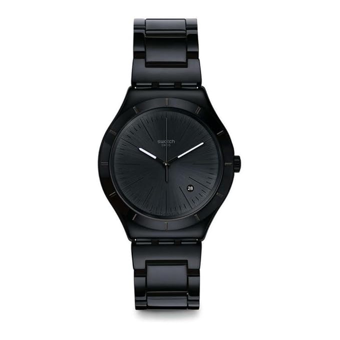 Swatch Herren Analog Quarz Uhr mit Edelstahl Armband YWB404G