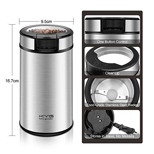 KYG 200W Elektrische Kaffeemühle für Kaffeesamen, Leinsamen, Gewürze, Nüsse, Kaffeemühle mit Edelstahlklingen – Bild 6