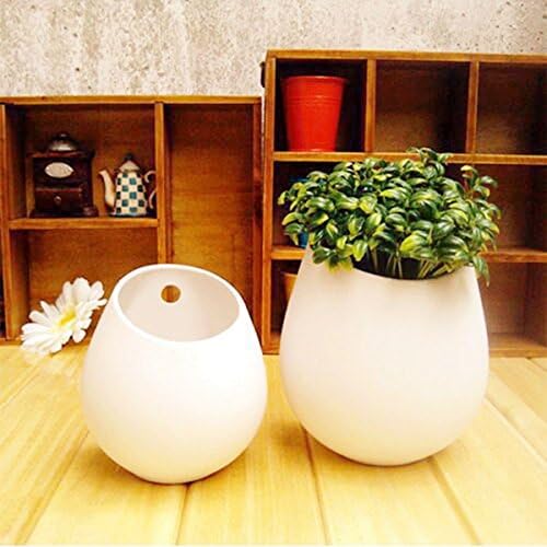 Omont 2pcs White Ceramic Flower Pot Modern Hanging Planter Water Planter Plant Vase