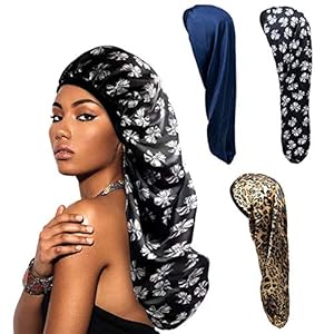 Long-Satin-Bonnet-Sleep-Cap-3-Pcs-Extra-Large-Sleeping-Night-Caps-Hat-Loose-Cap-Bonnets-Adjustable-Elastic-Band-Head-Cover-for-Women-Girls-Dreadlocks-Braid-Long-Hair-Curly-Hair-Sleeping-Accessories Long Satin Bonnet Sleep Cap, 3 Pcs Extra Large Sleeping Night Caps Hat Loose Cap Bonnets, Adjustable Elastic Band Head…