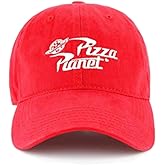 Concept One Mens Disney Pixar Toy Story Dad Hat, Pizza Planet Delivery Cotton Adjustable With Curved Brim Baseball Cap, Red