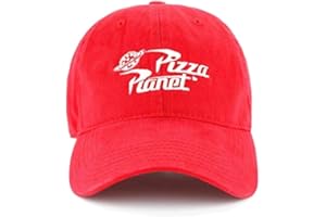 Concept One Mens Disney Pixar Toy Story Dad Hat, Pizza Planet Delivery Cotton Adjustable With Curved Brim Baseball Cap, Red