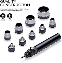 10 PC Interchangable Hollow Hole Punch Set with