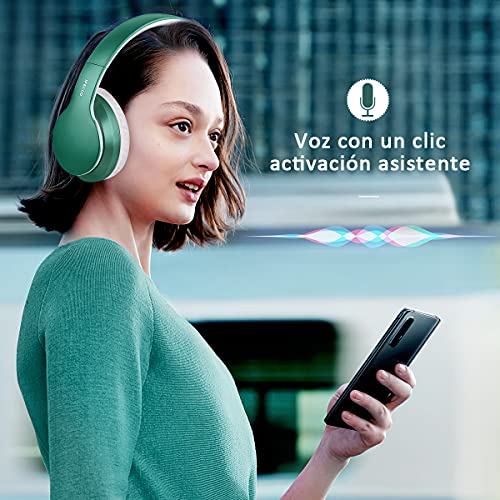 Ifecco Bluetooth Estéreo Auriculares Música sobre-oído Sonido de Alta fidelidad, Bluetooth Banda para la Cabeza Plegable con micrófono y Cable de Audio para Apple iPhone, PC (Jade Verde)