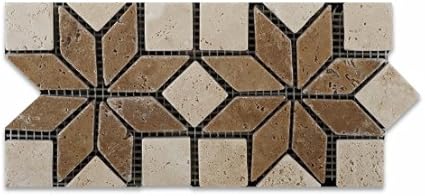 Ivory Noce Travertine Tumbled Floral Border Listello 4 5 Sample Marble Tiles Amazon Com