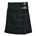 Ladies Knee Length Kilt Skirt 20" Length Tartan Pleated Kilts - Black Watch