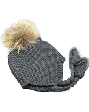 Baby Toddler Kids Boys Girls Warm Knit Beanie Fur Pom Bobble Hat Cap Earflap