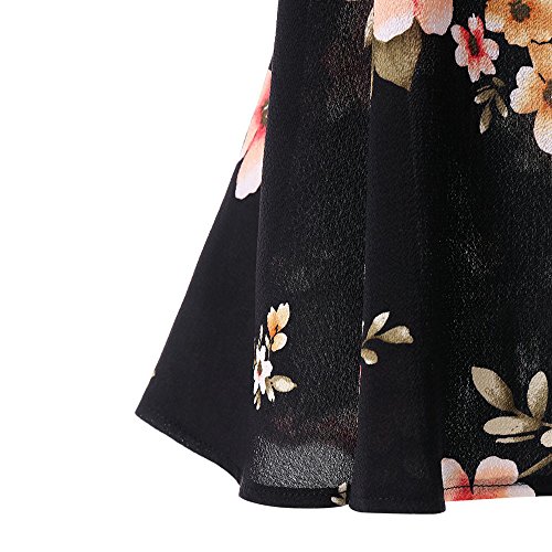 Amober Women's Plus Size Floral Printing Cold Shoulder Tunic Top