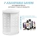 360 Degree Rotation Makeup Tower Organizer, Lazy Susan Cosmetics Storage Shelf Round Makeup Carousel Rotating Display Rack, Great for Countertop Bathroom counter, White