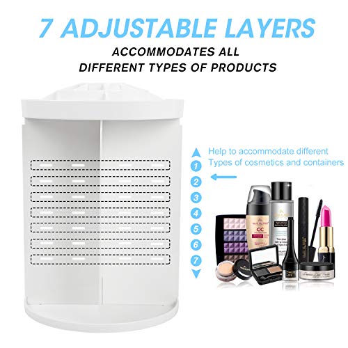 image for sanipoe 360 Degree Rotation Makeup Tower Organizer, Lazy Susan Cosmeti