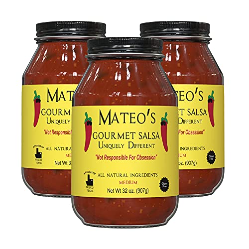 Mateo’s Gourmet Salsa Medium Hot Spicy Salsa Dip for Tortillas, Tacos