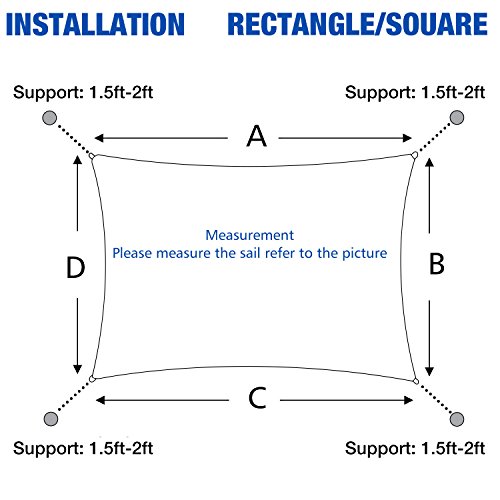 Cool Area CAS-18512-17B Square 11'5" Sun Shade Sail with Stainless Steel Hardware Kit, Cream - Thumbnail 4